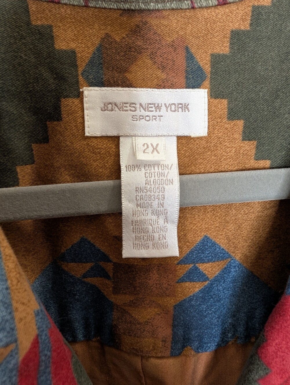 Jones New York Sport Southwestern Aztec Print Zip Front Jacket 2X Boho Western - Picture 3 of 4